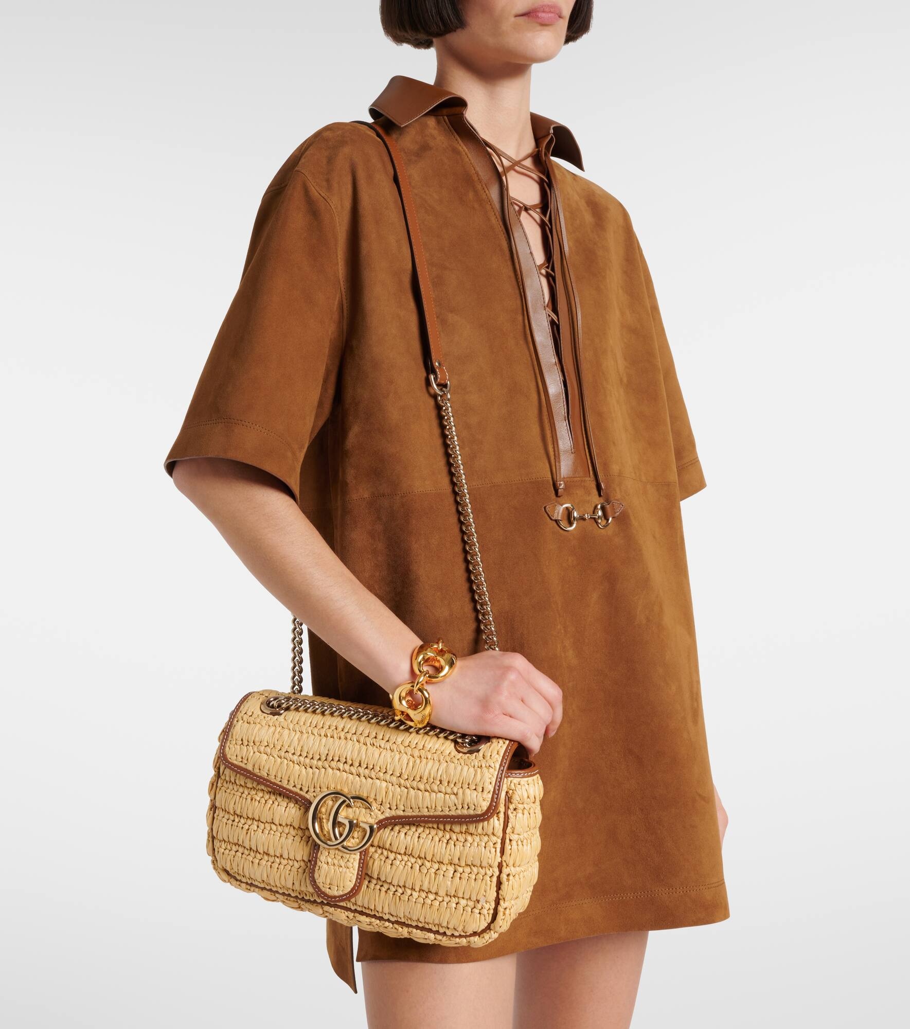 GG Marmont Small raffia shoulder bag - 7