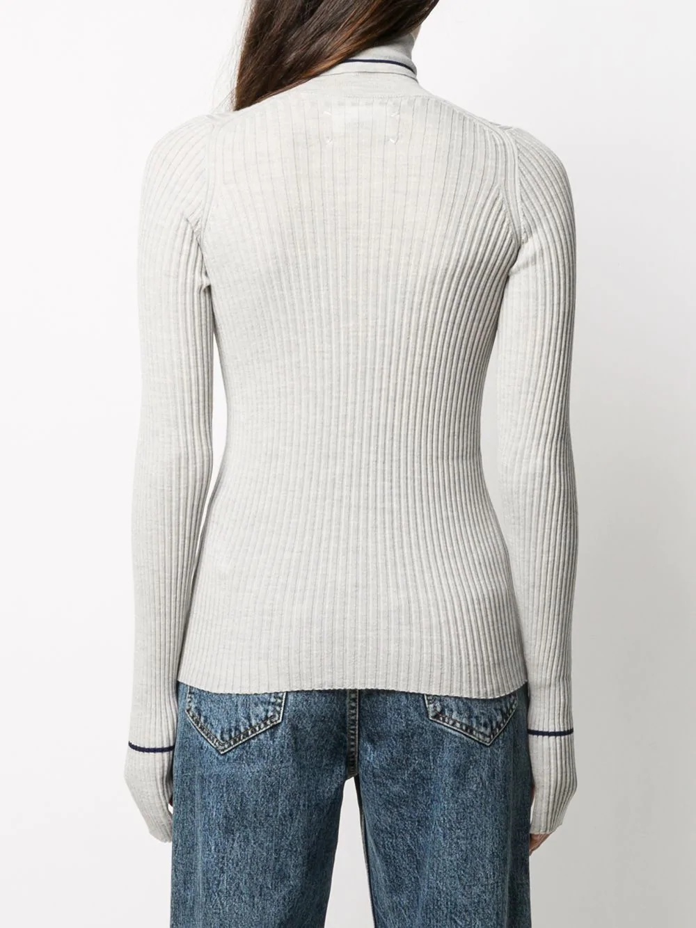 ribbed knitted roll neck top - 4