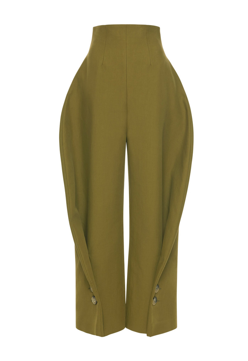 HIGH RISE ROUNDED PANT KHAKI GREEN 8