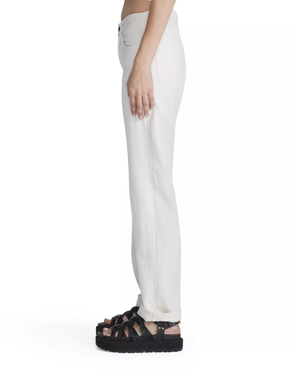 Dre Featherweight Low Rise Ankle Straight Jeans in Ecru - 4