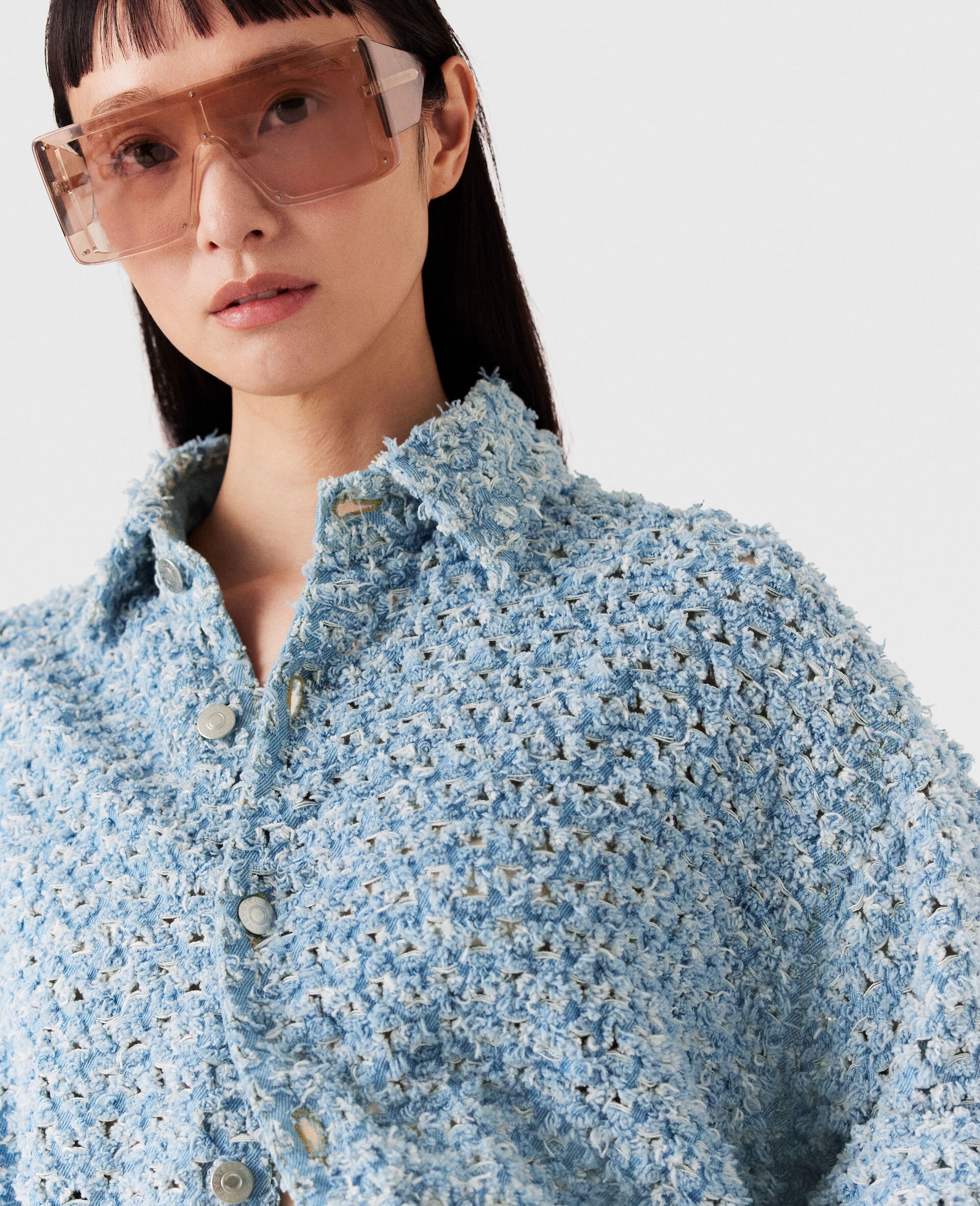 Oversized Denim Bouclé Shirt - 3