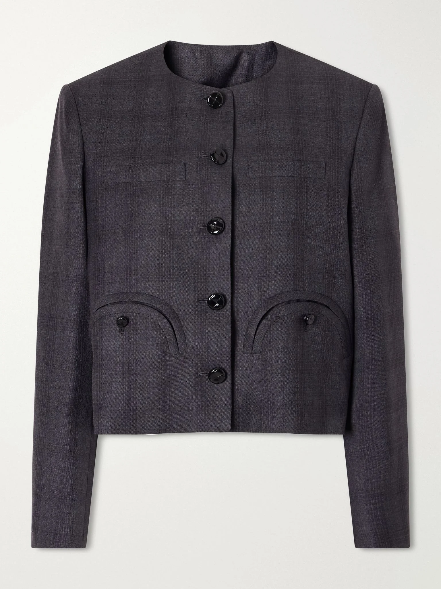 Shamo Bolero cropped Prince of Wales checked wool jacket Gray - 1