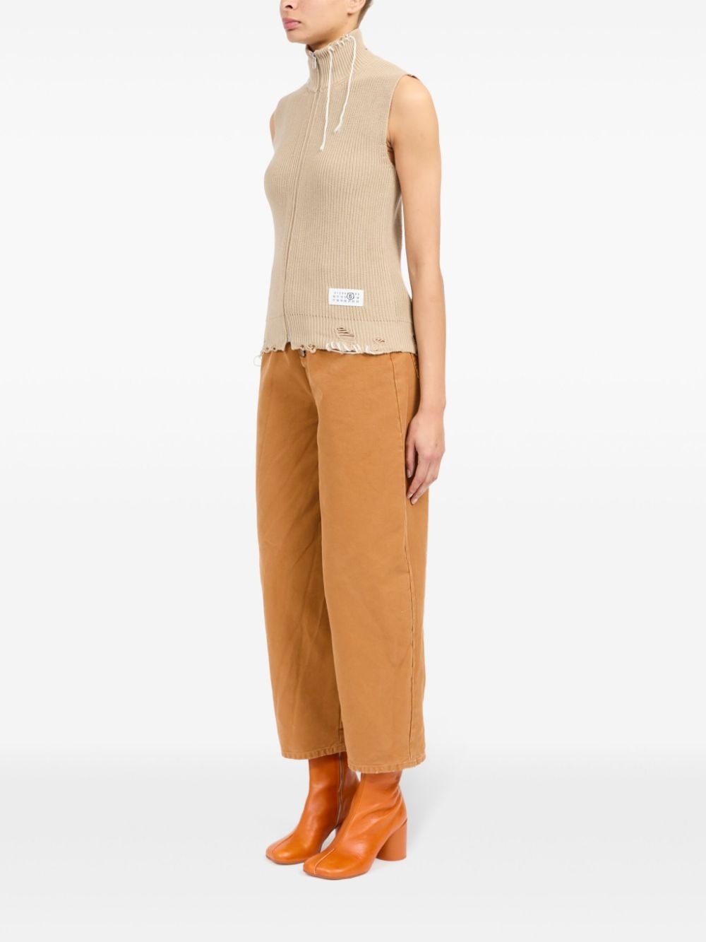 zip-up knitted top - 6