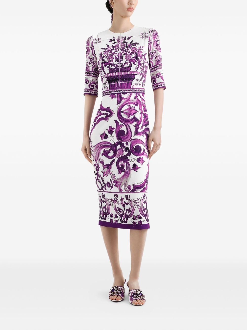 Maiolica-print midi dress - 2