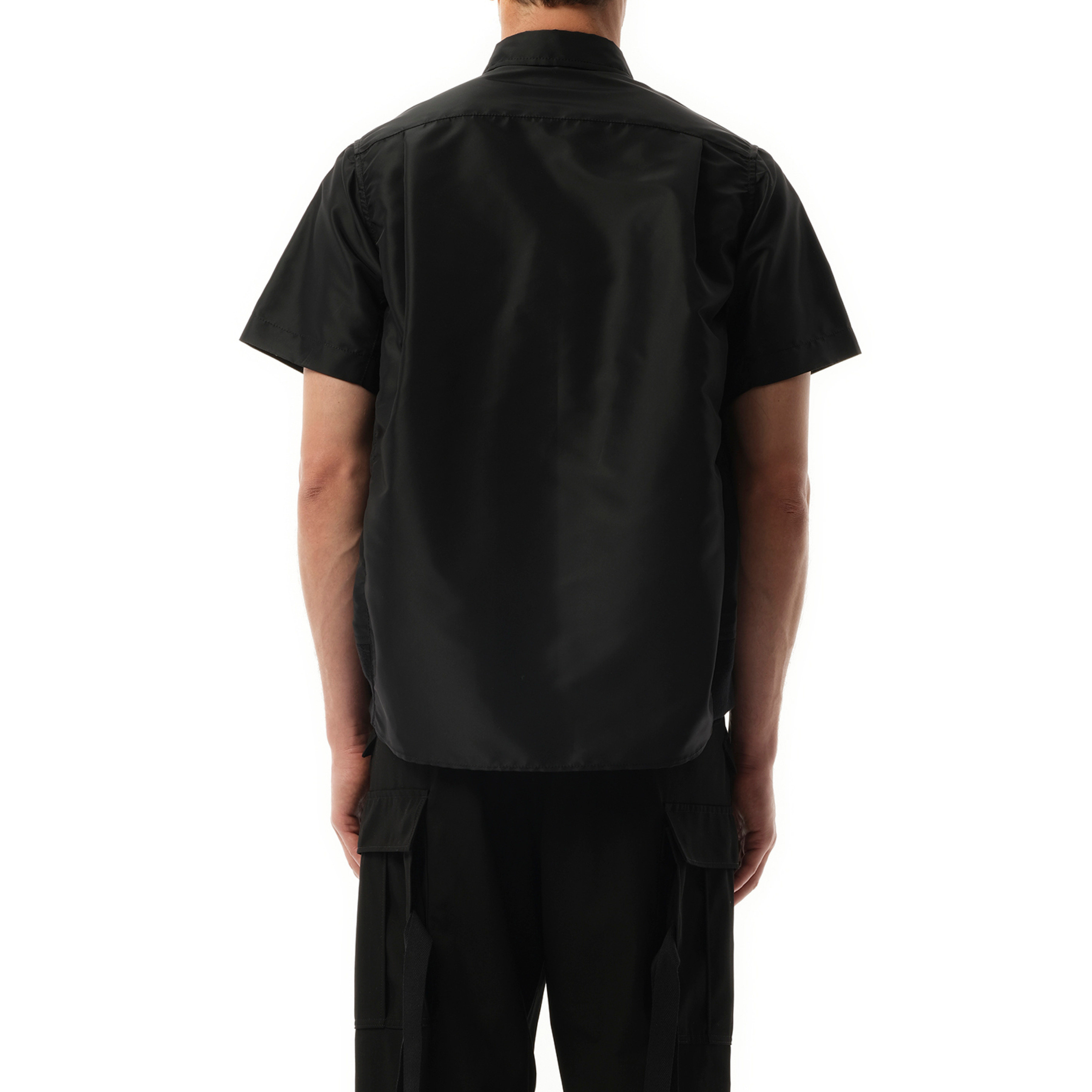 Nylon Twill Short-sleeve Shirt in Black - 6