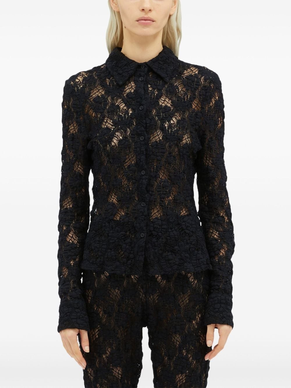 floral-lace button-up shirt - 3