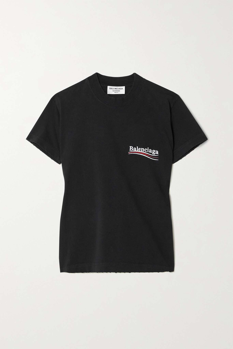 Embroidered cotton-jersey T-shirt - 1