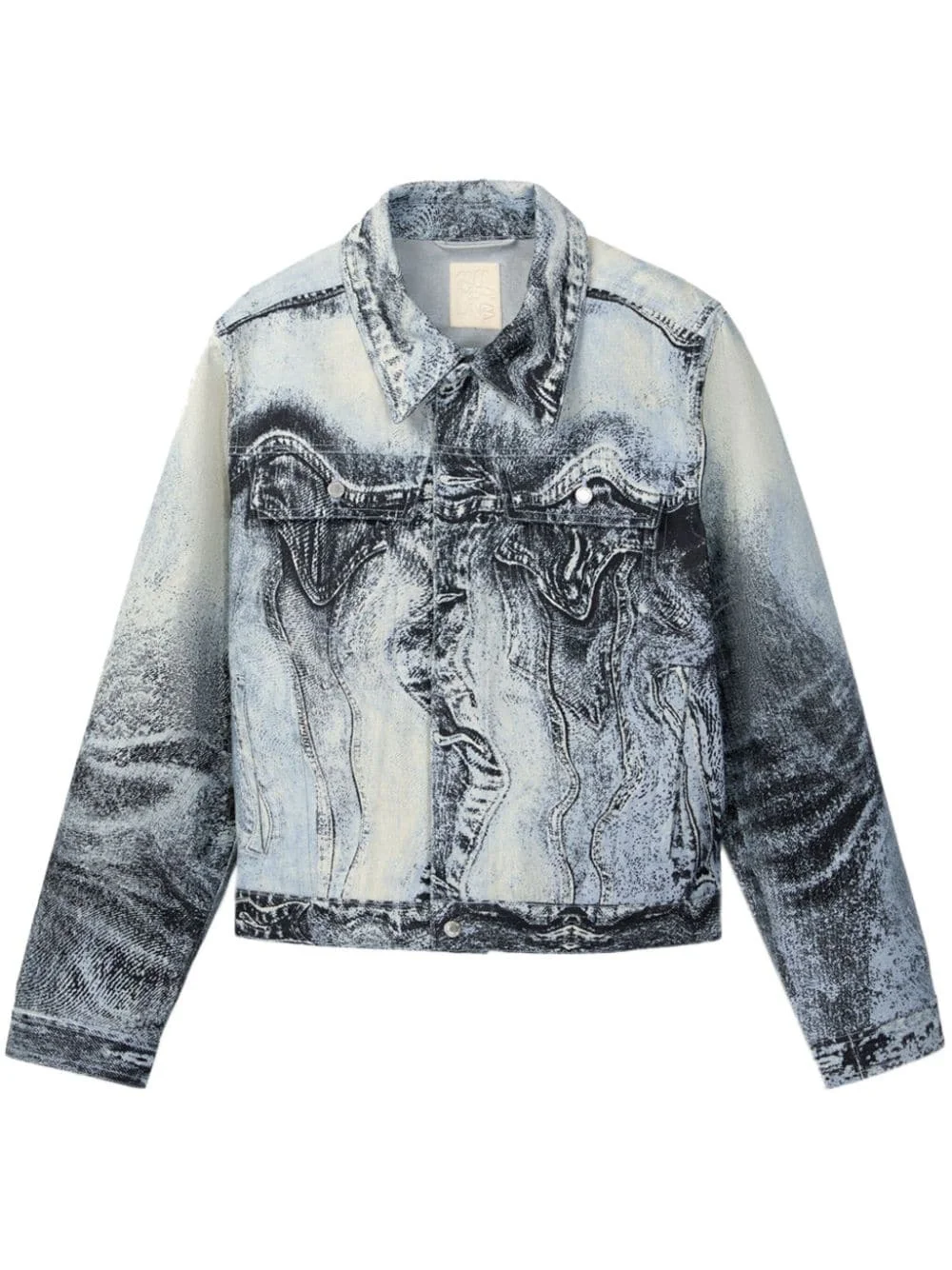 swirl-print denim jacket - 1