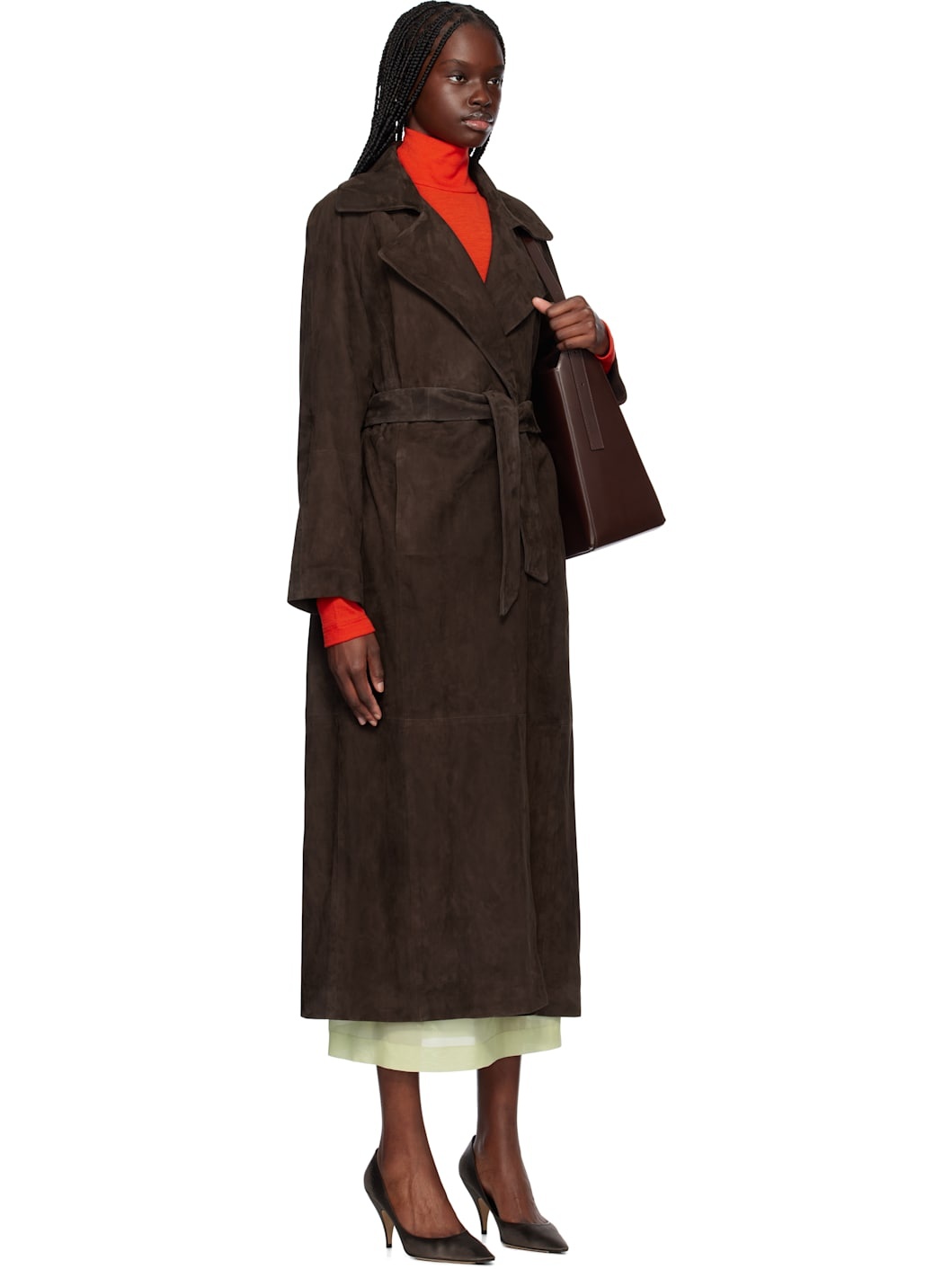Brown Althea Belted Suede Jacket - 2