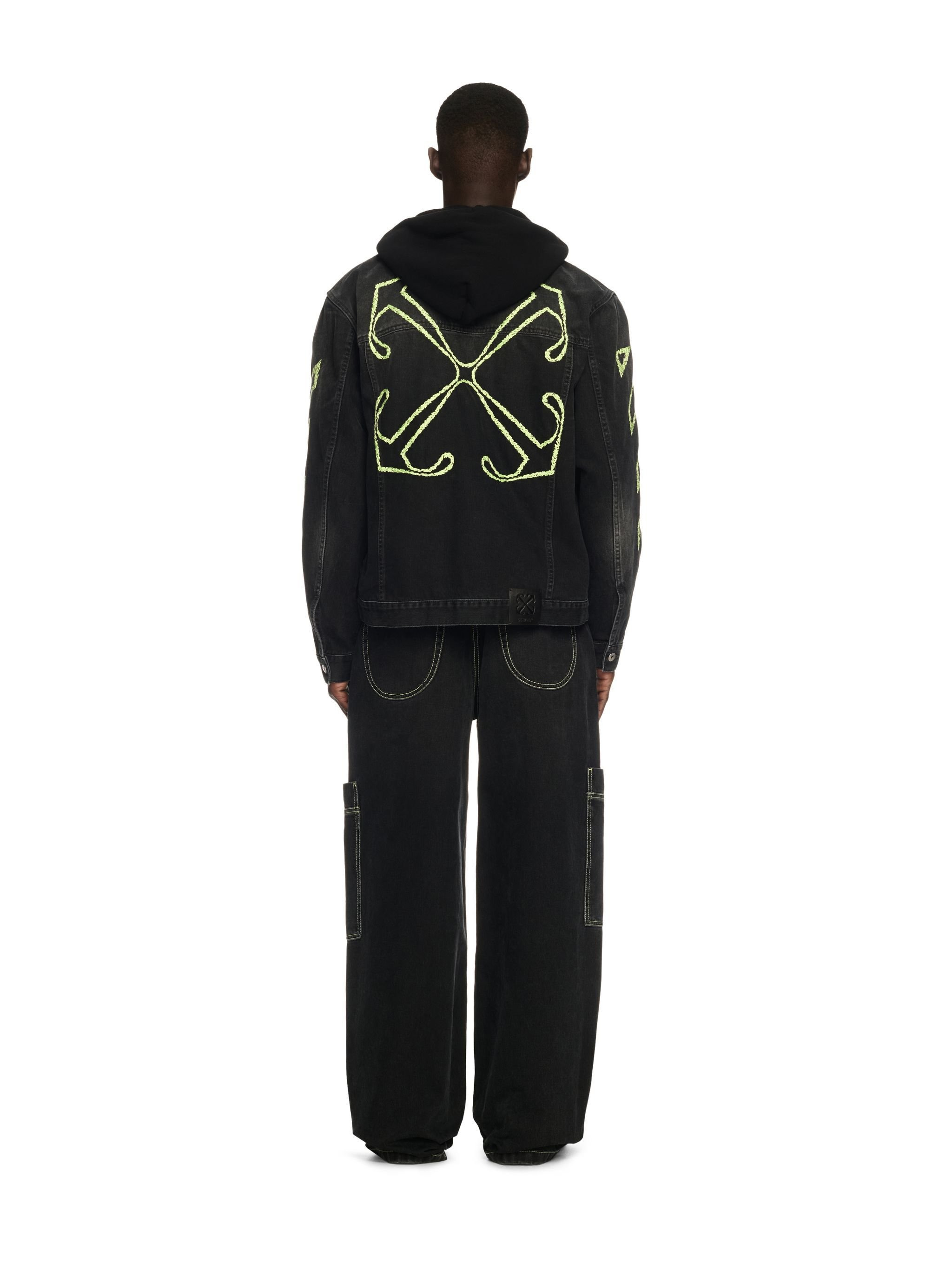 Black Irregular Cargo Jeans - 4