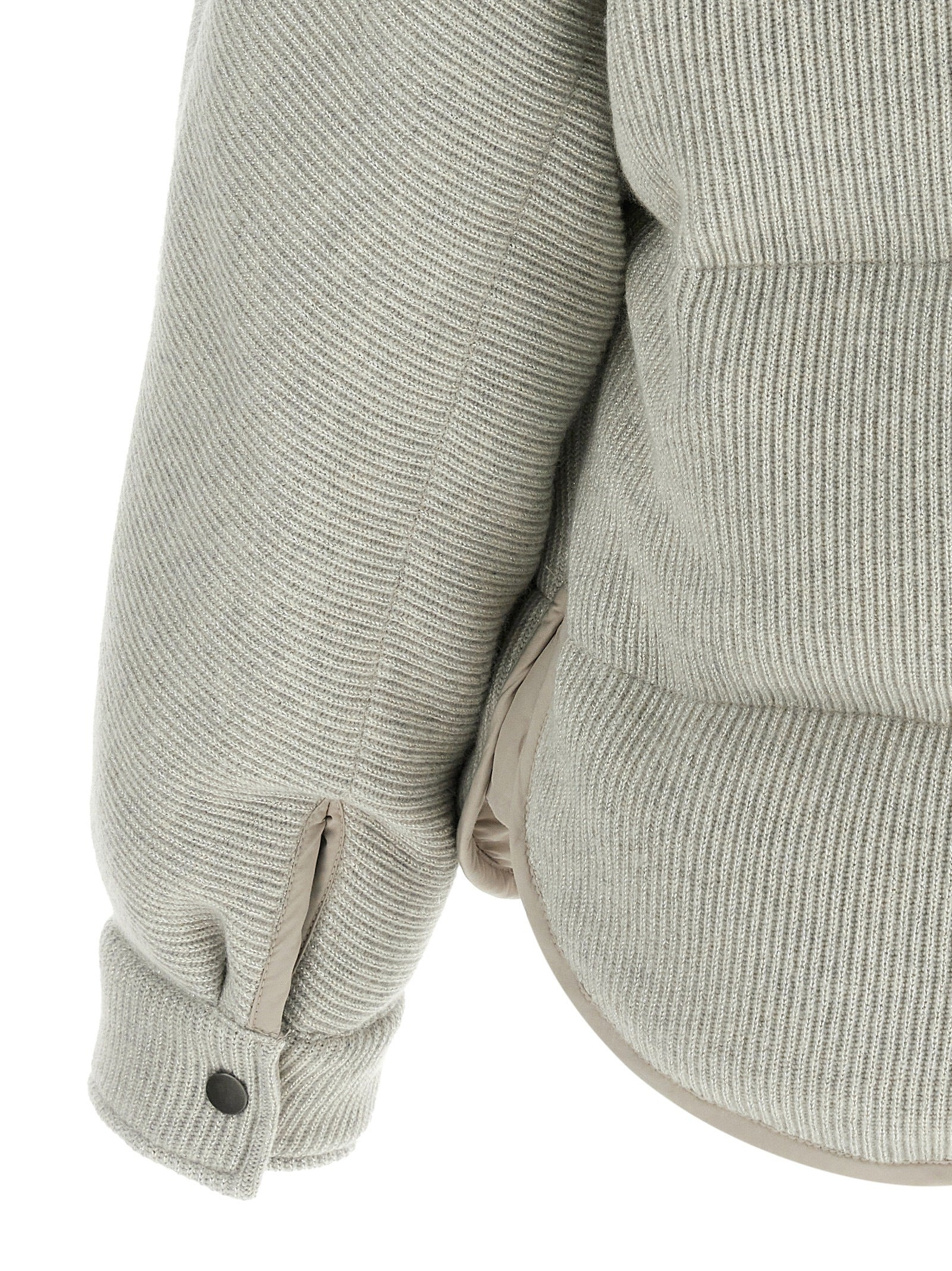 Lame Wool Down Jacket Puffer Jackets Silver - 4
