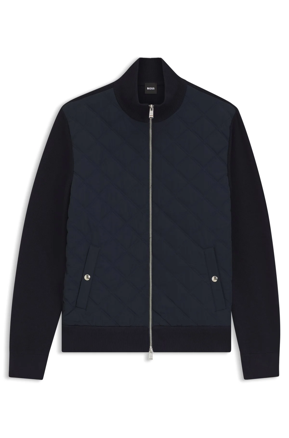 QUILTED-FRONT JACKET IN KNITTED WOOL - 1