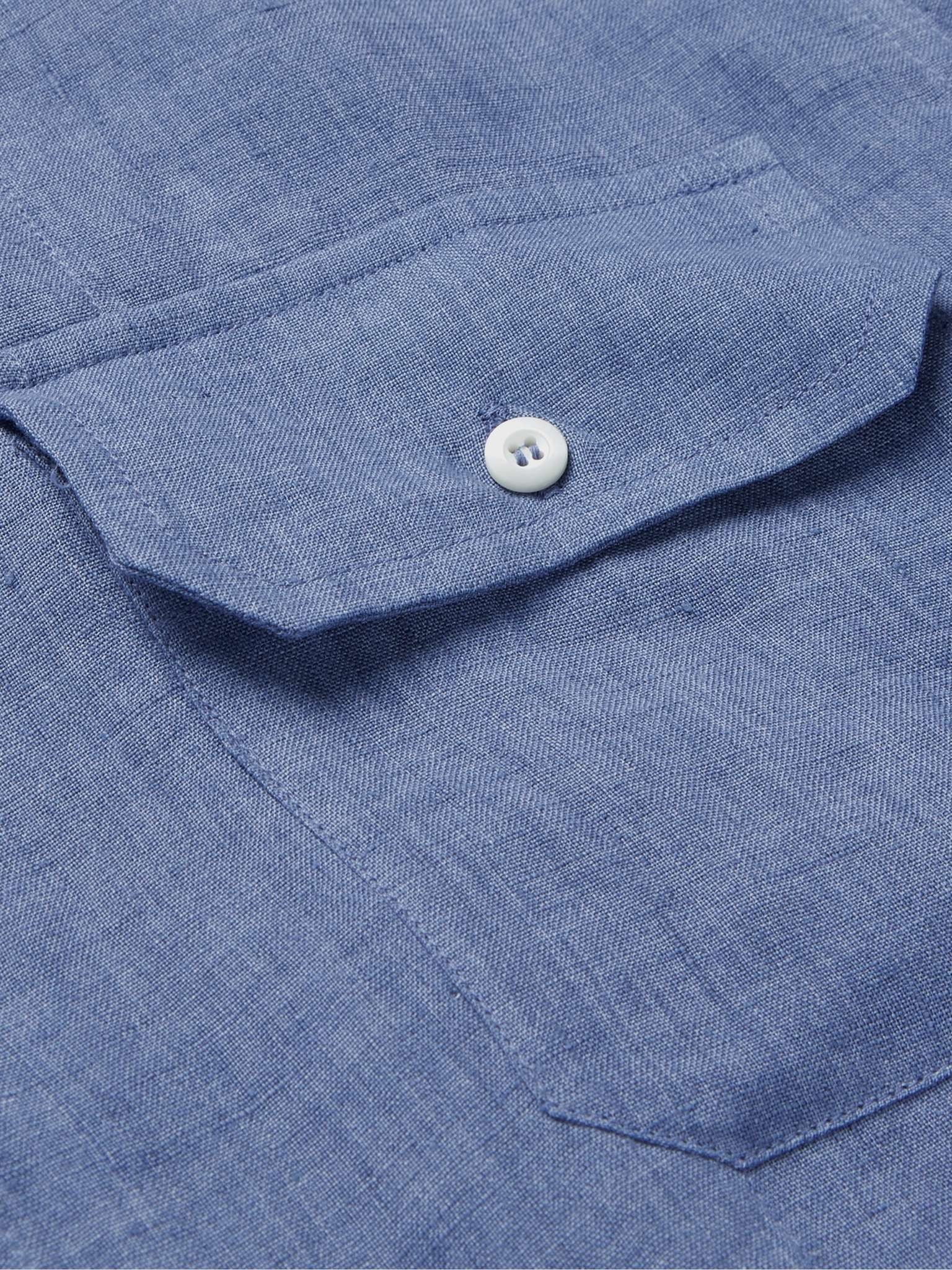 Camp-Collar Linen Shirt - 3