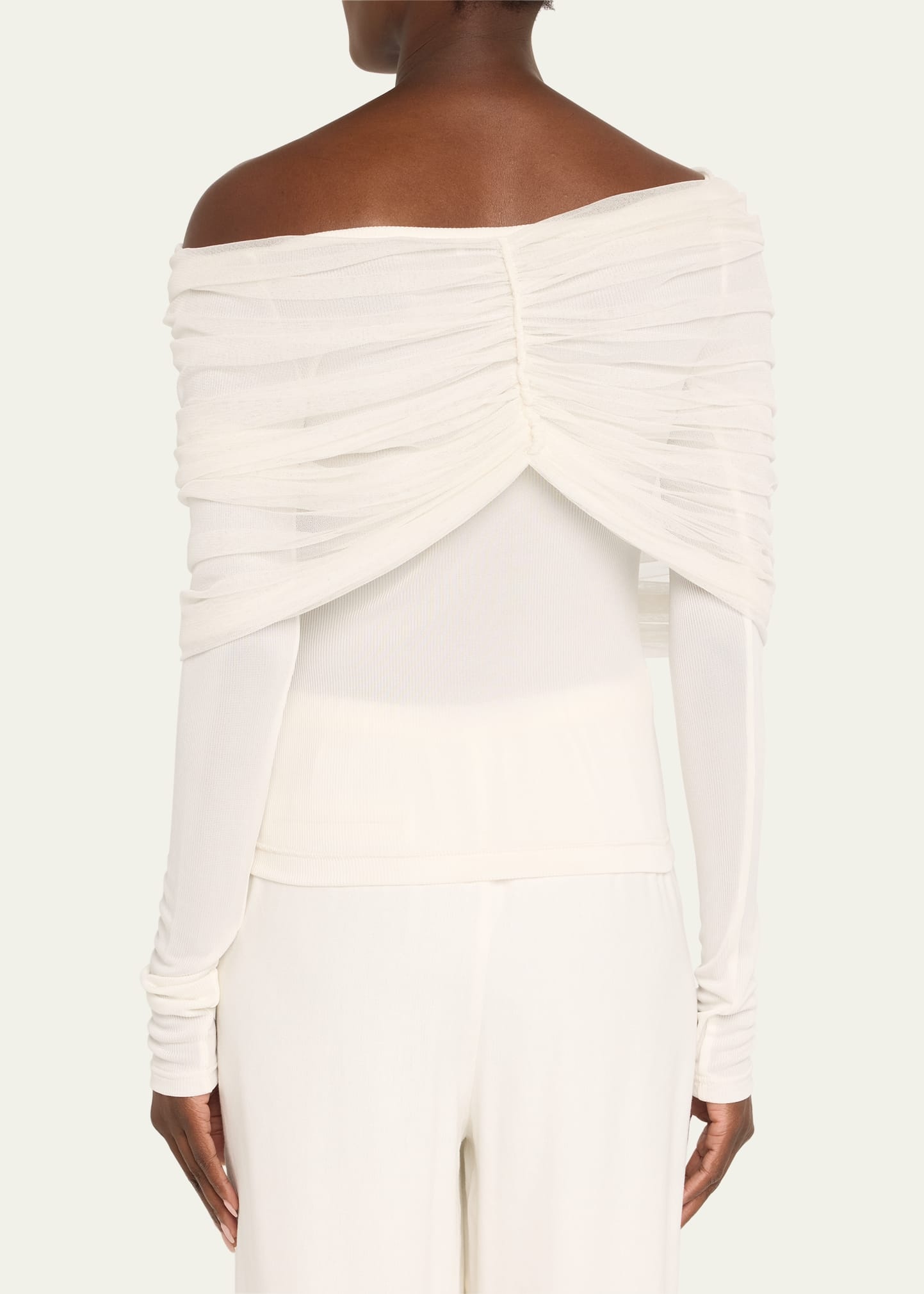 Sonora Veiled Off-Shoulder Tulle Top - 3