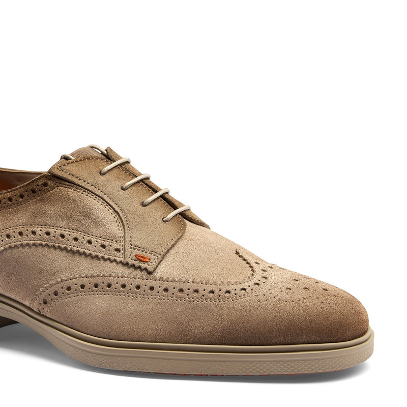 Men's beige suede Easy brogue lace-up 6
