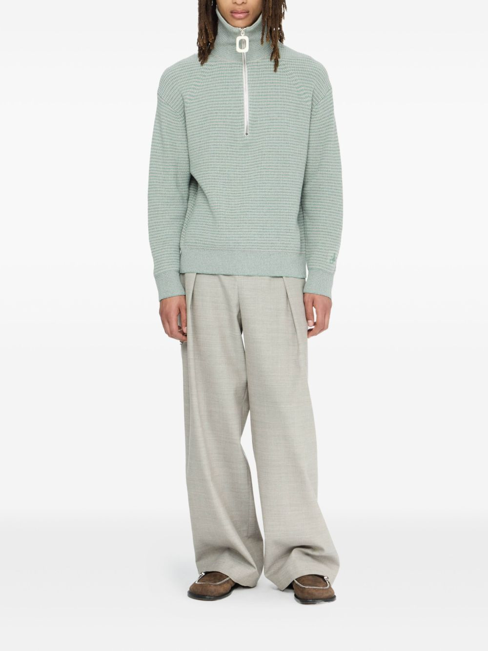 half-zip waffle-knit sweater - 2