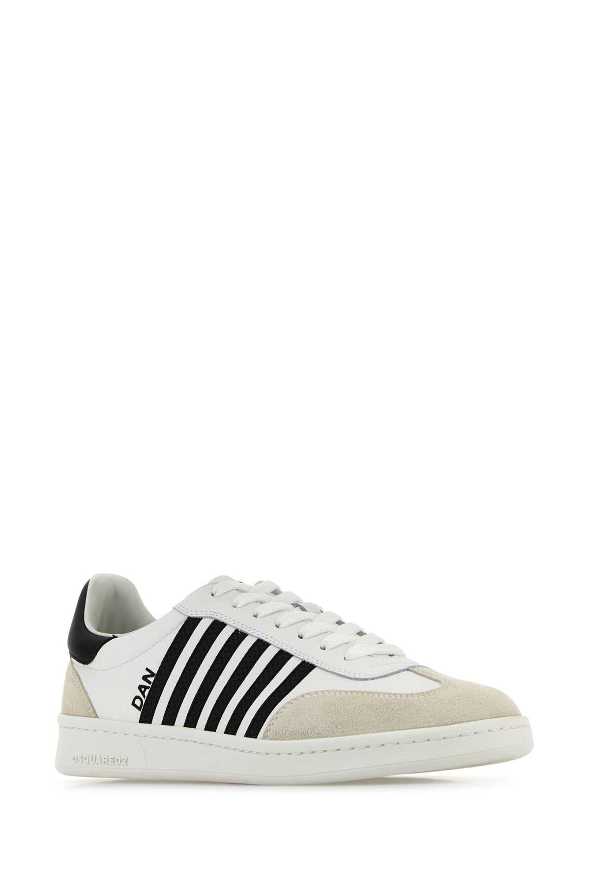 Dsquared Men White Leather Boxer Sneakers - 3