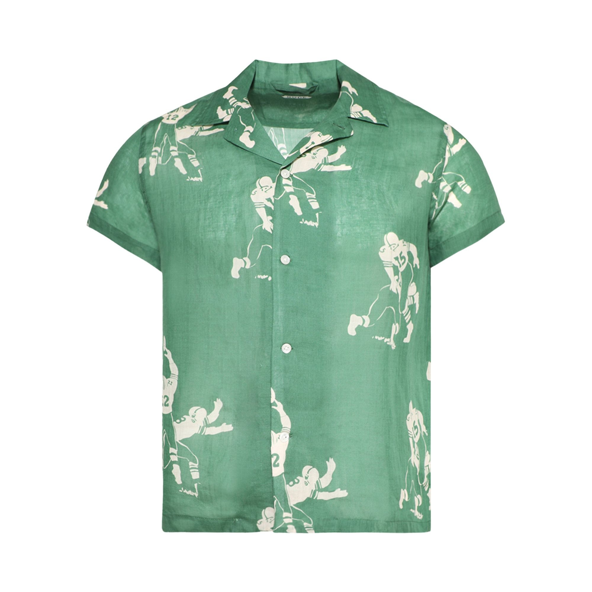 Bode Football Silhouette Short-Sleeve Shirt 'Green/Cream' - 1