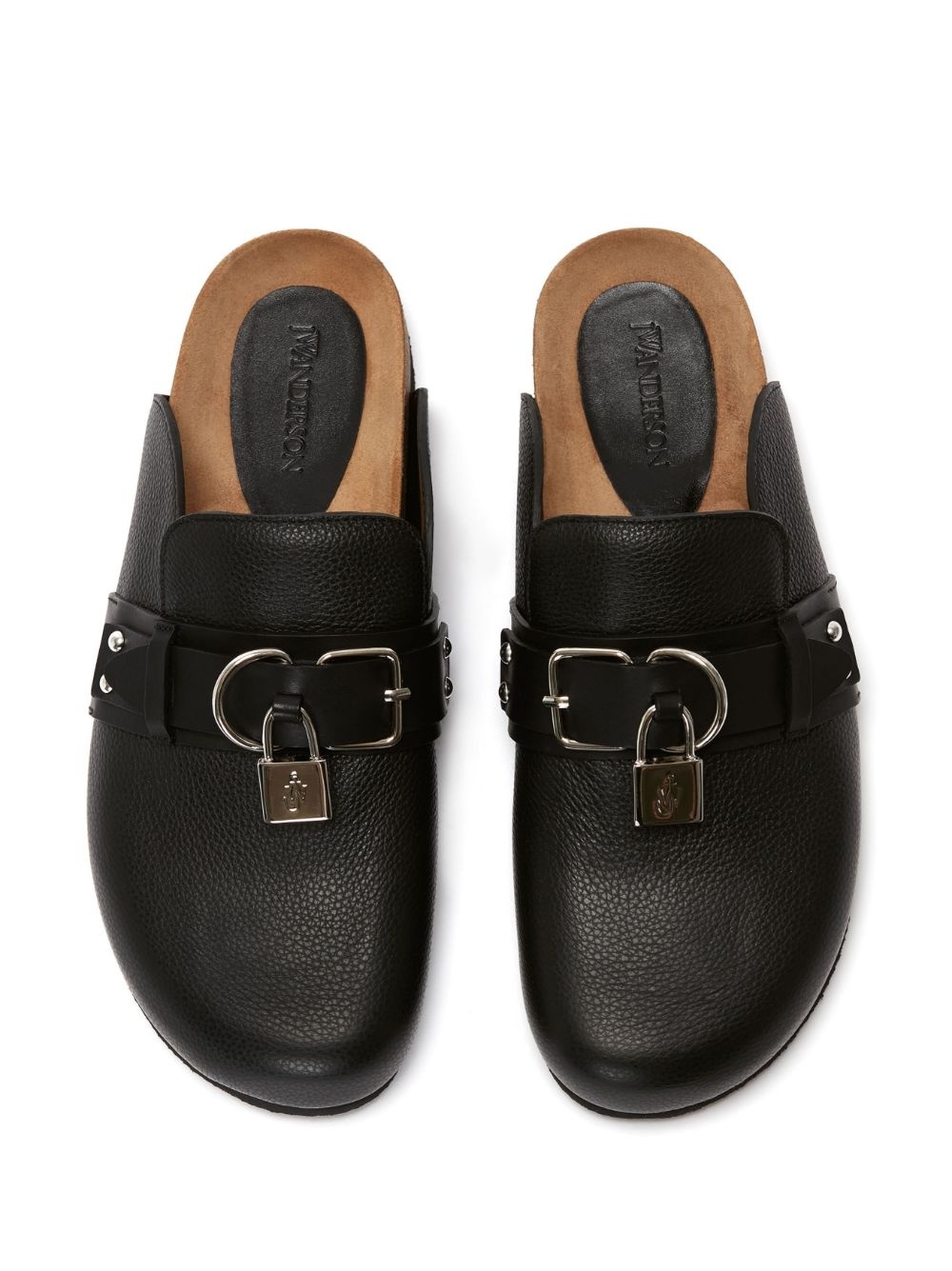 padlock-detail leather mules - 7
