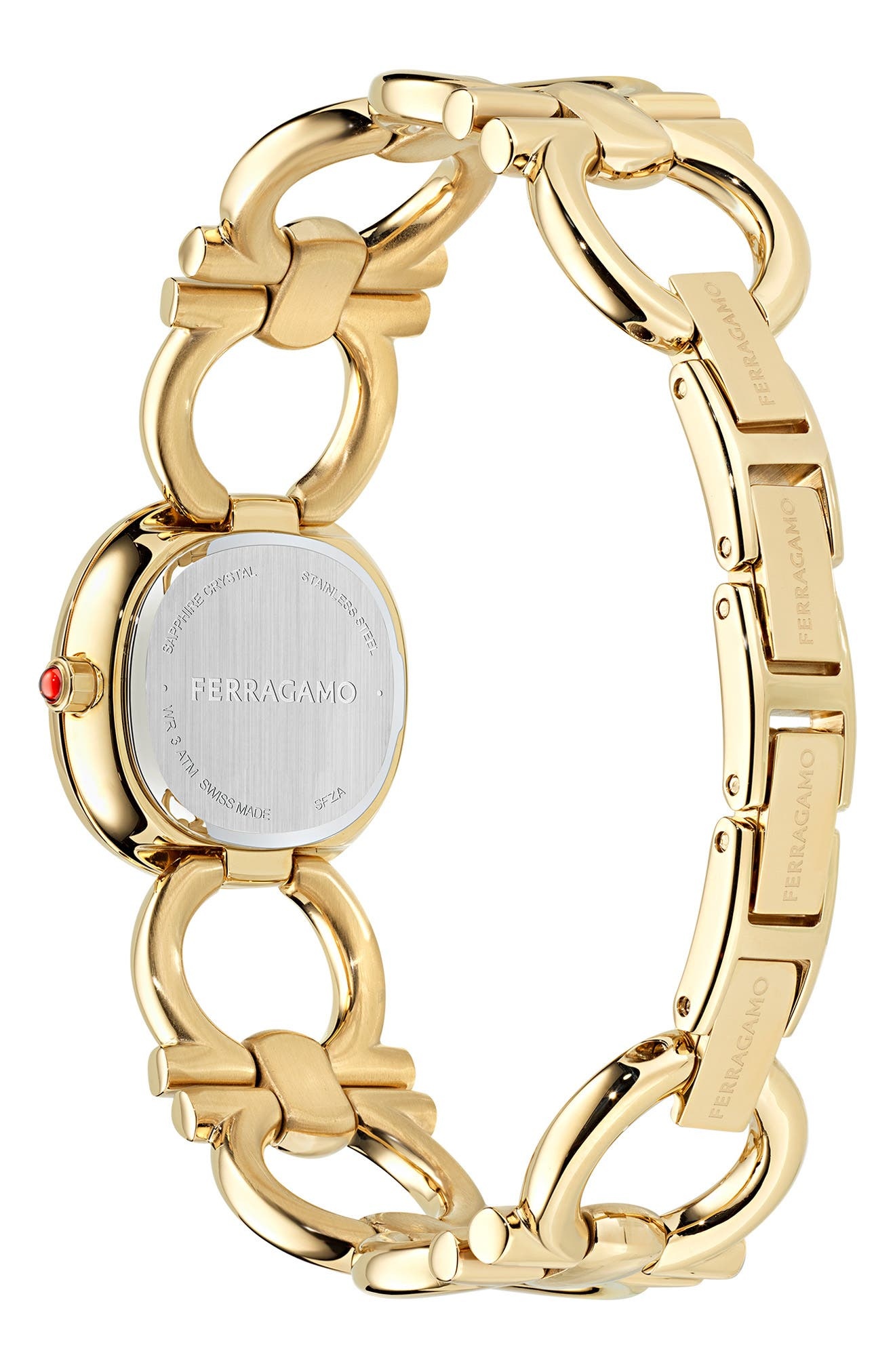 FERRAGAMO Double Gancini Bracelet Watch, 25mm in Yellow Gold at Nordstrom - 3