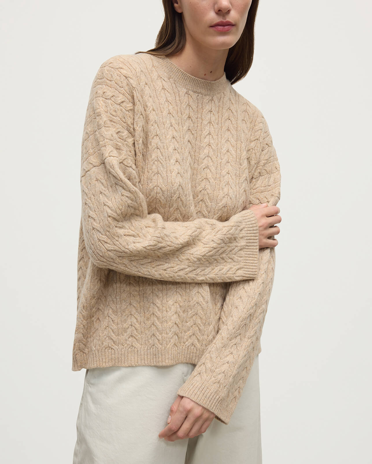 Cable Knit Natural Cashmere Jumper - 5