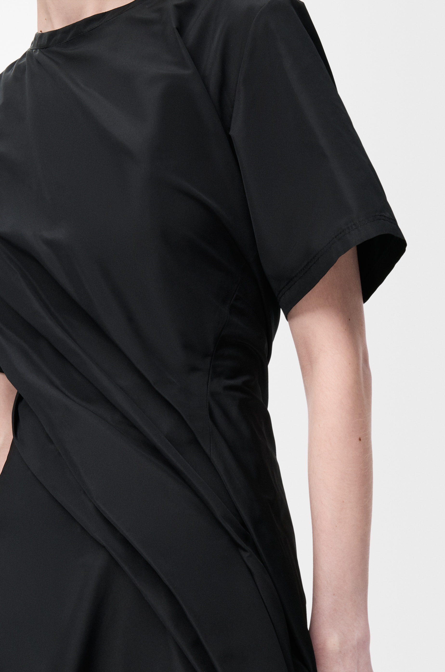 twisted dress in silk blend taffeta - 4