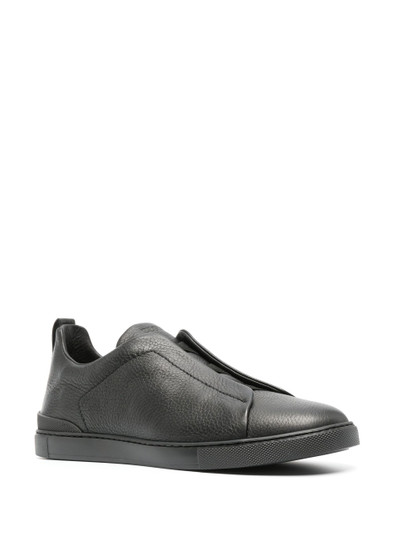 ZEGNA Black triple-stitch low-top sneakers outlook