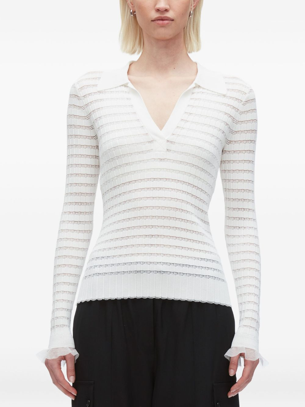 ribbed-knit polo-neck top - 3