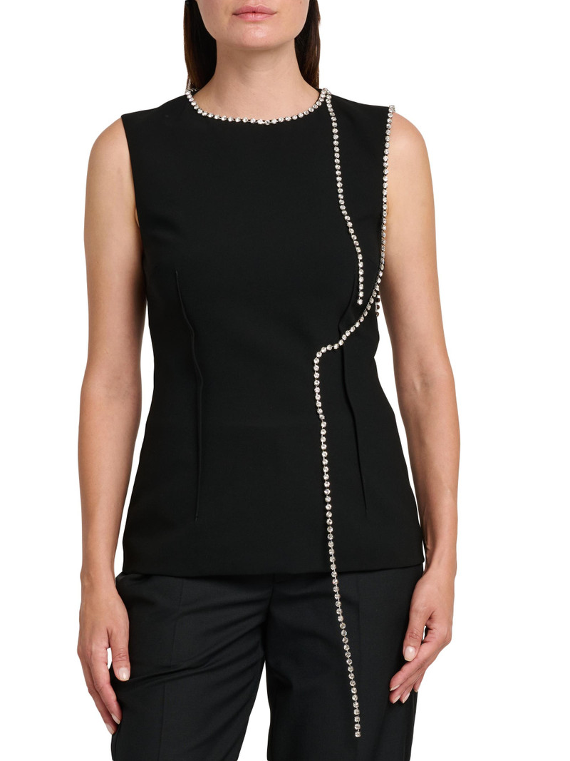 Women's Rhinestone Chains Stretch-Crepe Top - Black 3