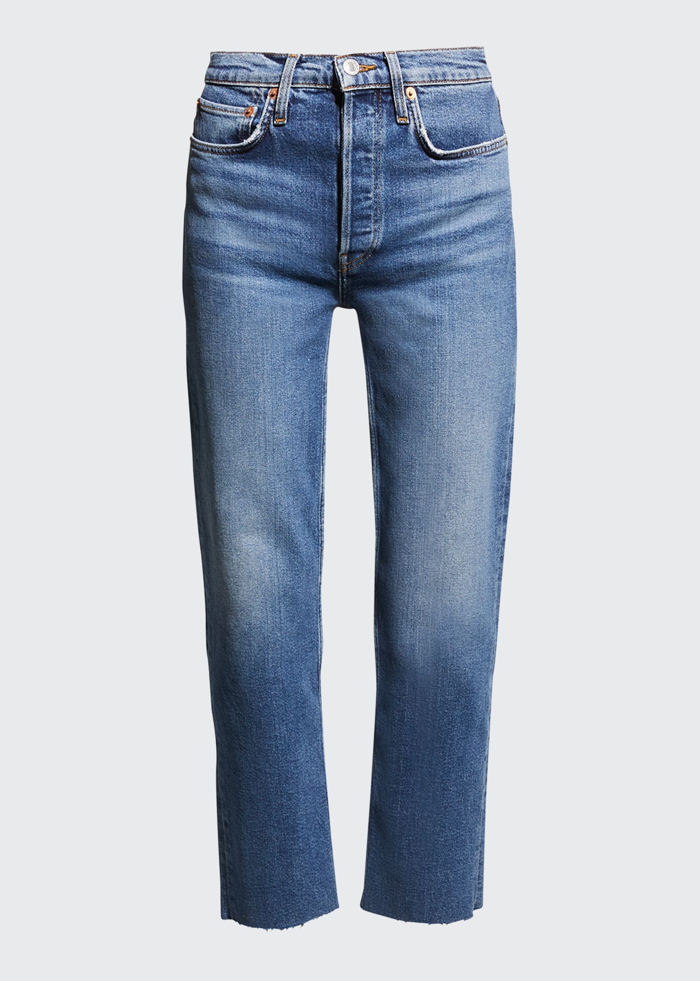 High-Rise Stovepipe Jeans with Raw-Edge Hem - 2