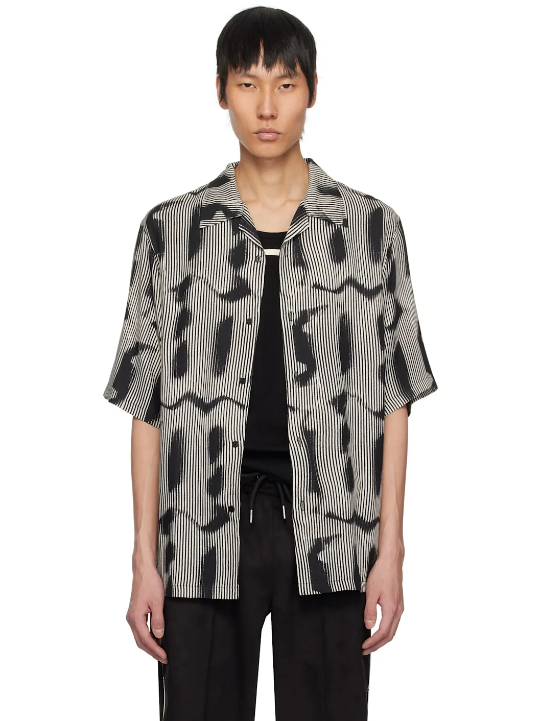 Black & Gray 'M' Sprayed Viscose Shirt - 1