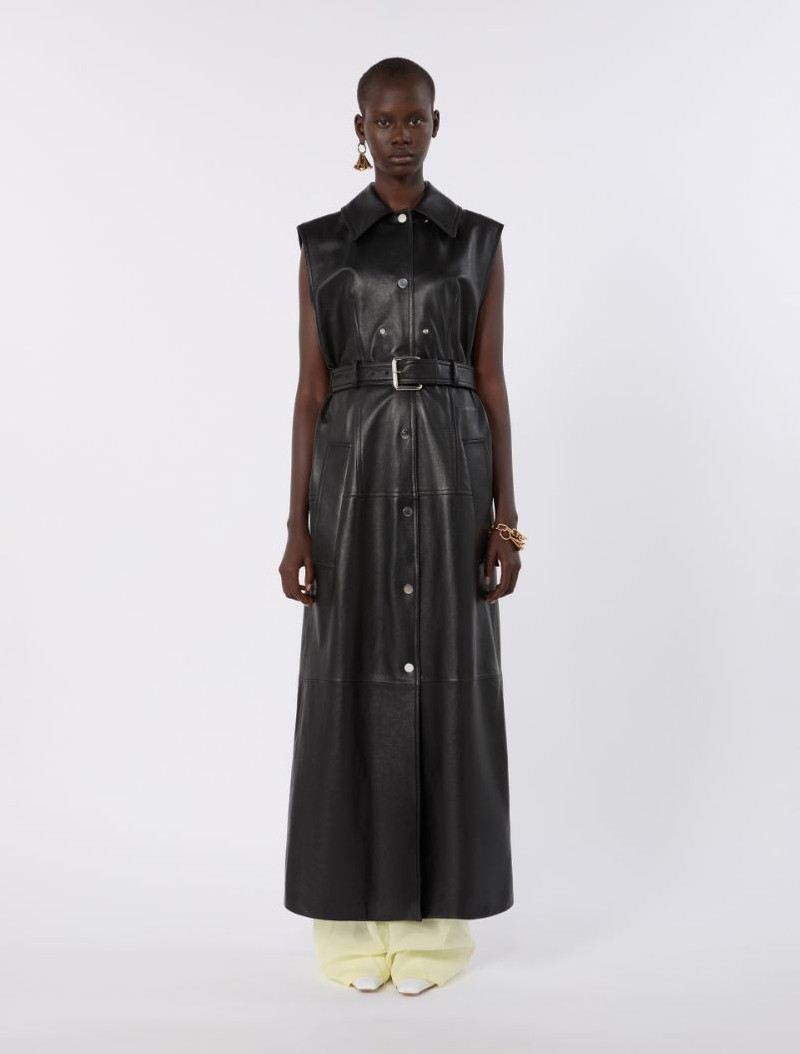 Nappa leather two-piece trench coat - black 6