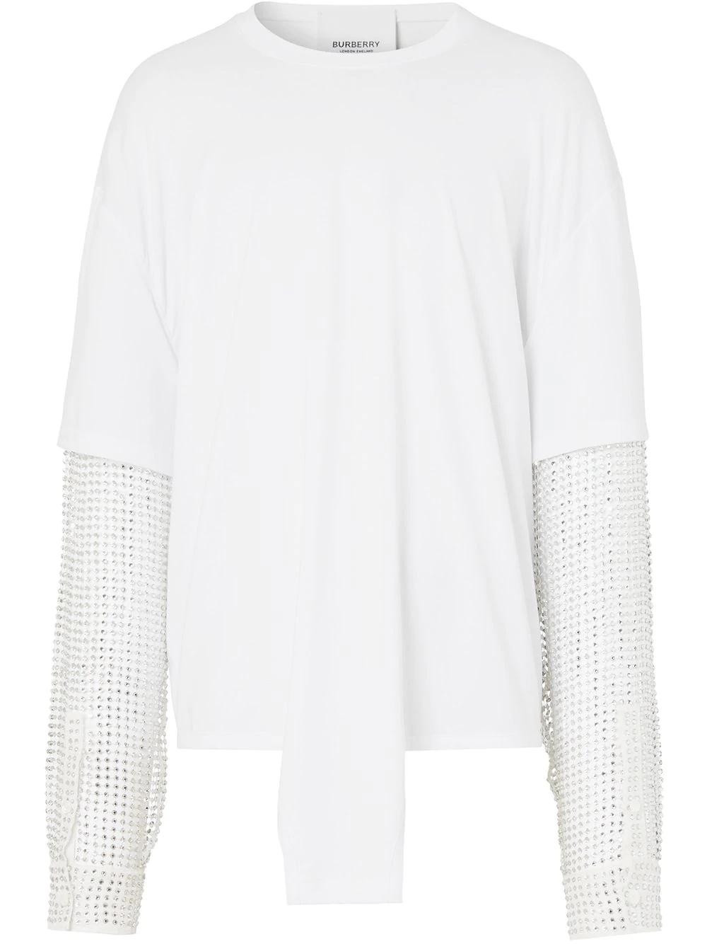 crystal sleeve oversized T-shirt - 1