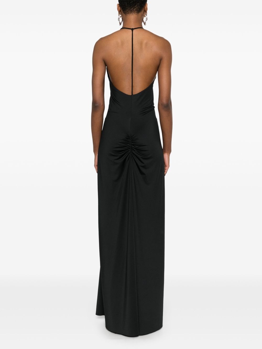 V-neck ruched maxi dress - 4