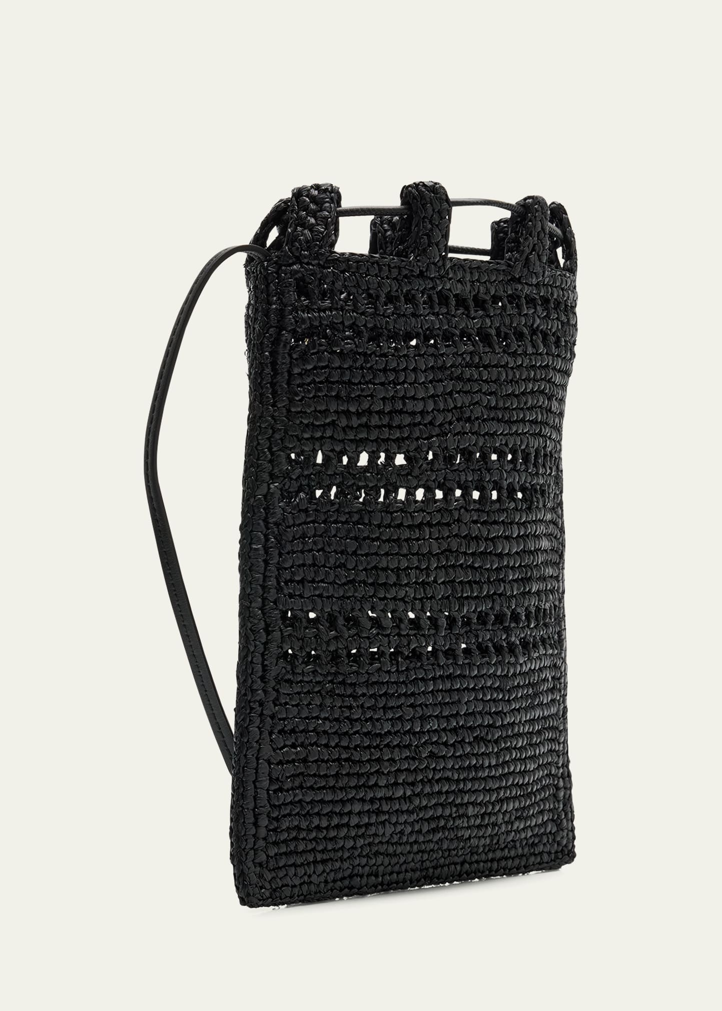 Drawstring Pocket Crossbody Bag in Raffia - 3