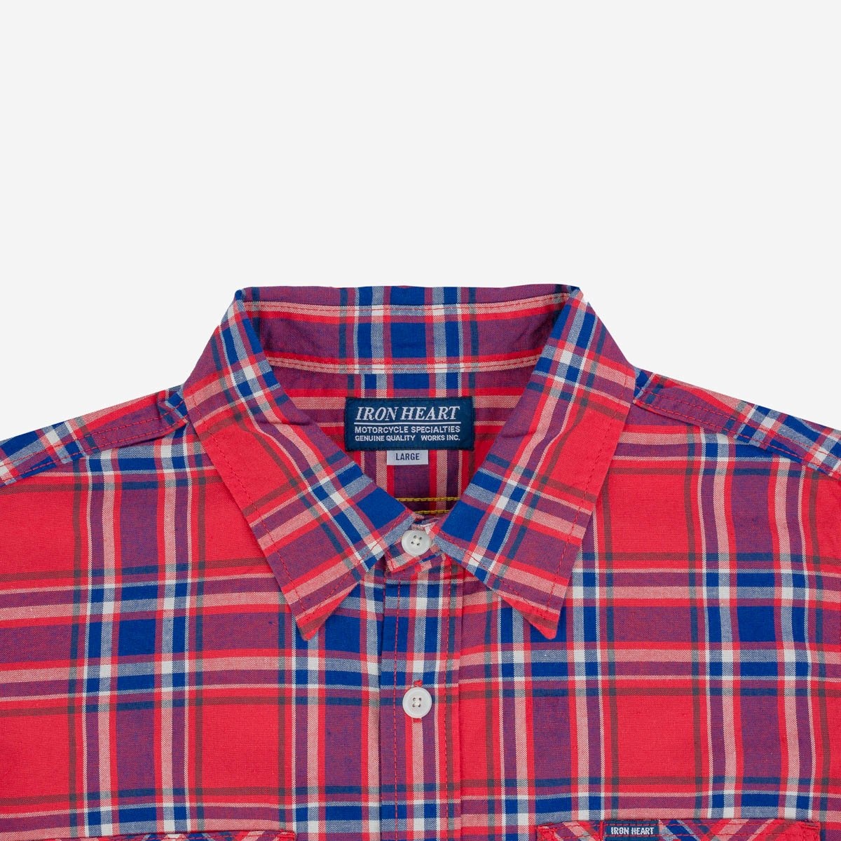 IHSH-356-RED 5oz Selvedge Madras Check Work Shirt - Red - 8