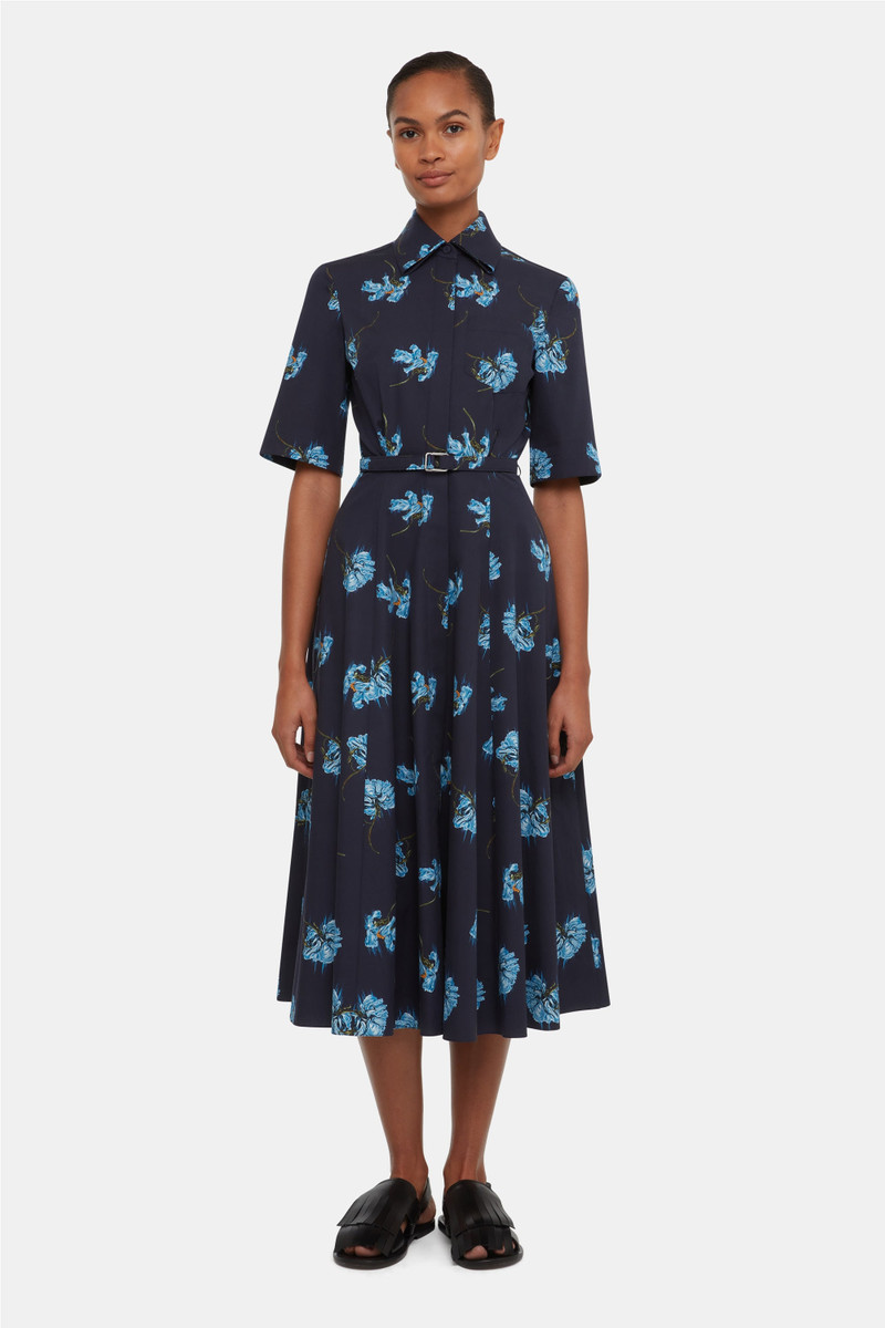 EMILIA WICKSTEAD Rubie Dress with Blue Flowers on Navy Cotton outlook