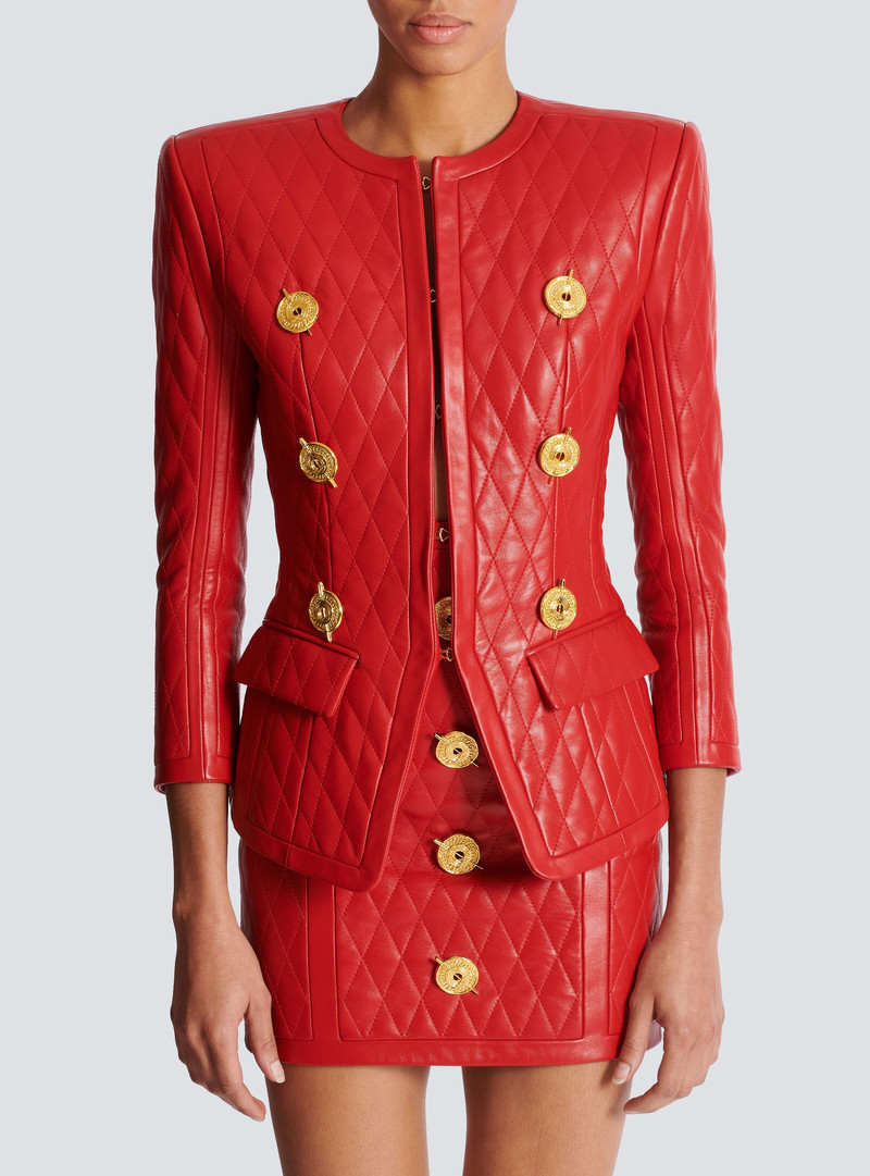 Quilted lambskin edge-to-edge jacket 5