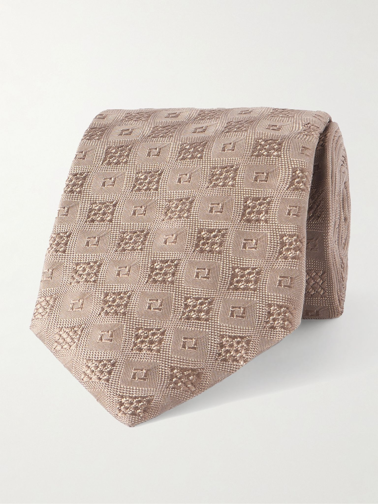7.5cm Silk-Jacquard Tie Brown - 1