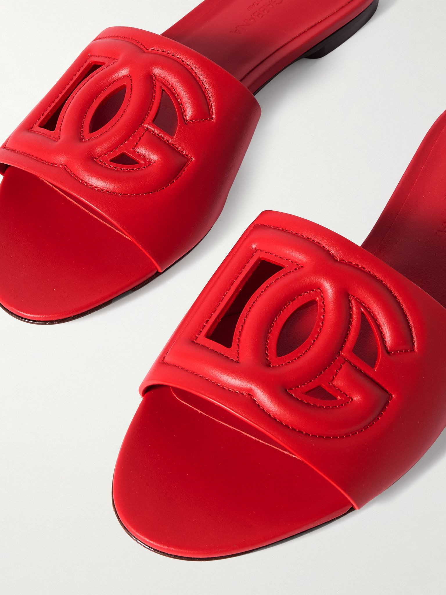 Bianca cutout leather slides Red - 4