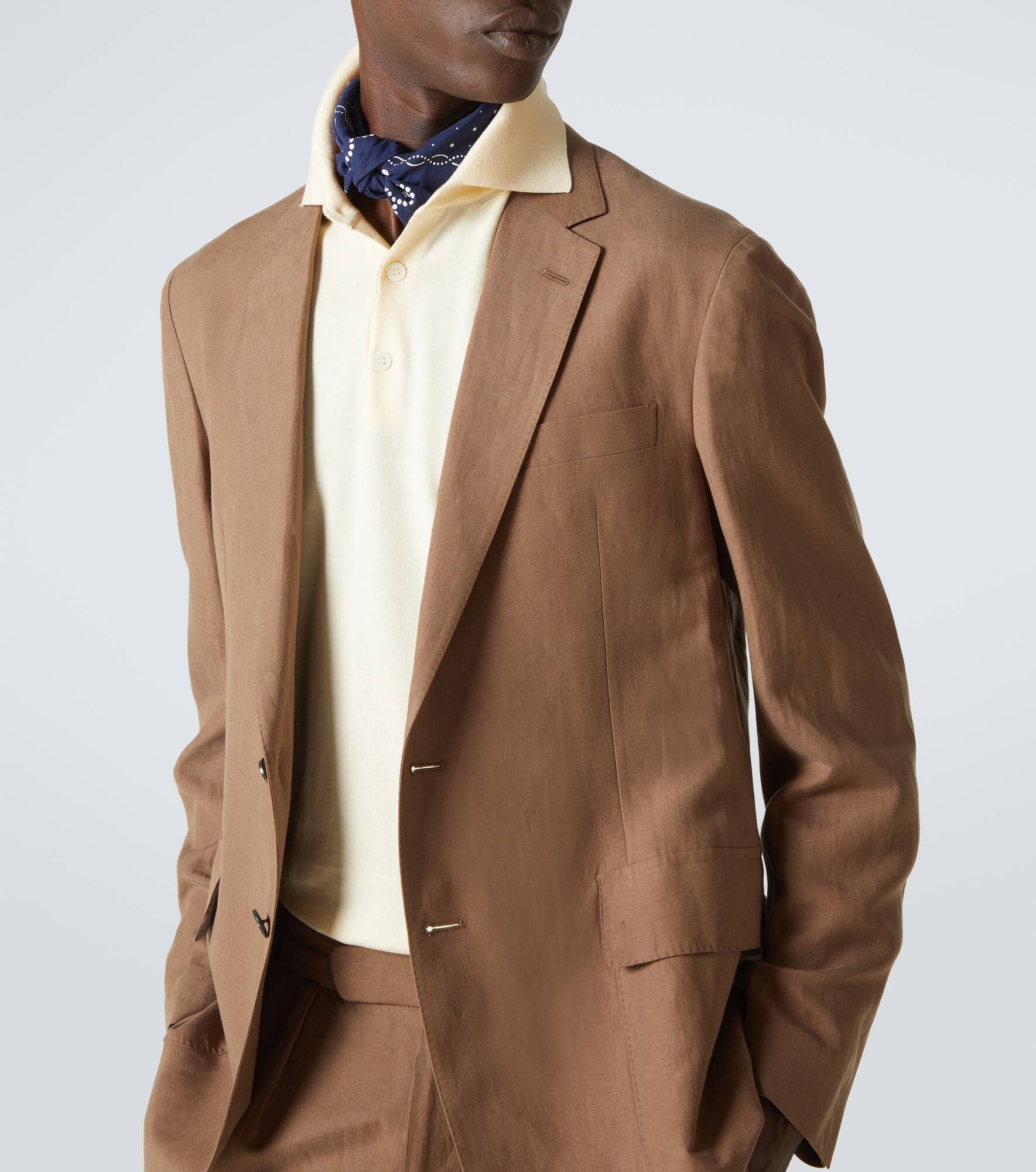 Single-breasted silk and linen blazer - 5