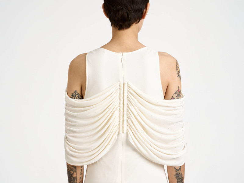 WOMENS BEADED SLEEVE MIDI DRESS IN IVORY 8