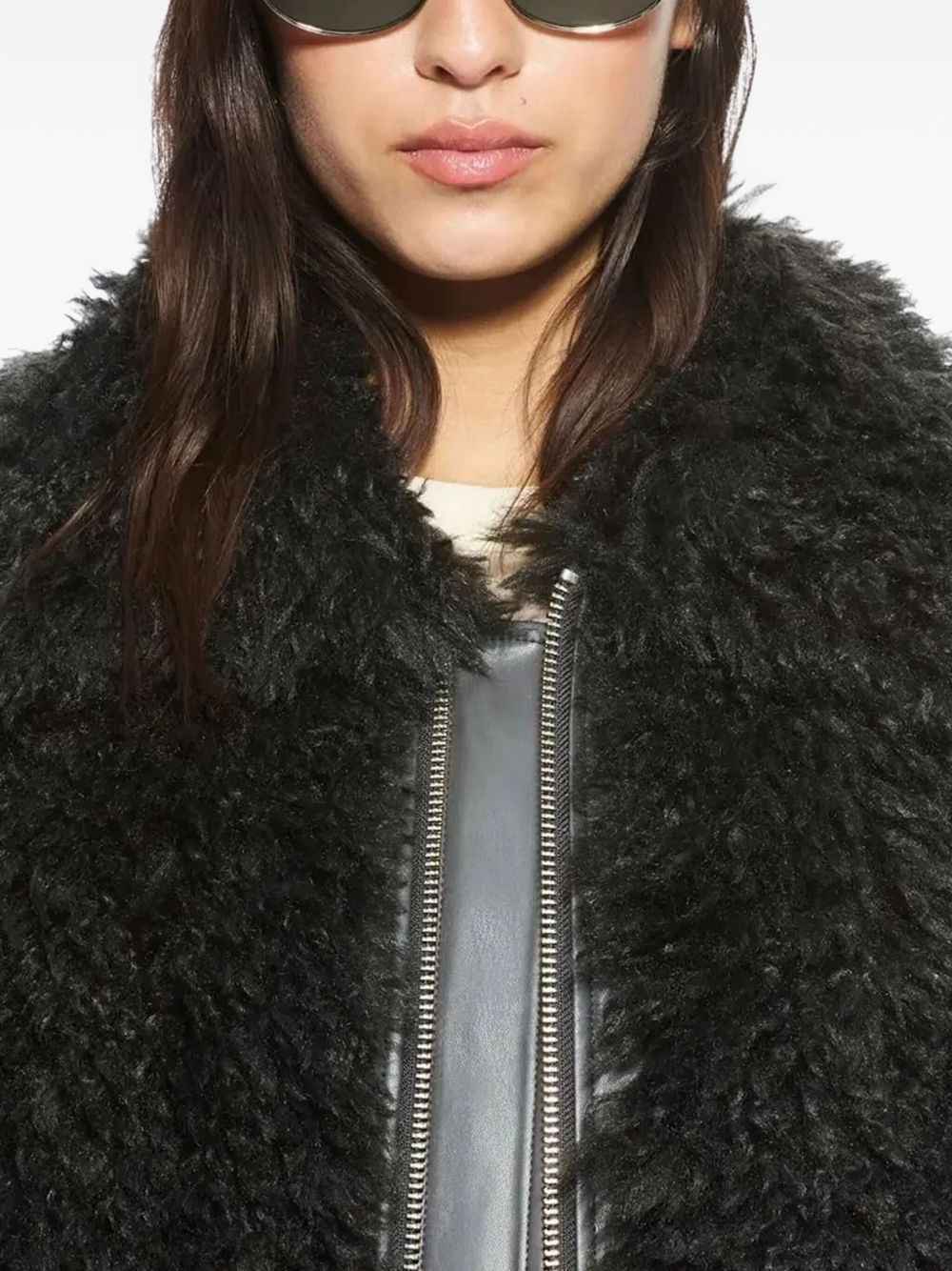 teddy-texture zip-up jacket - 5