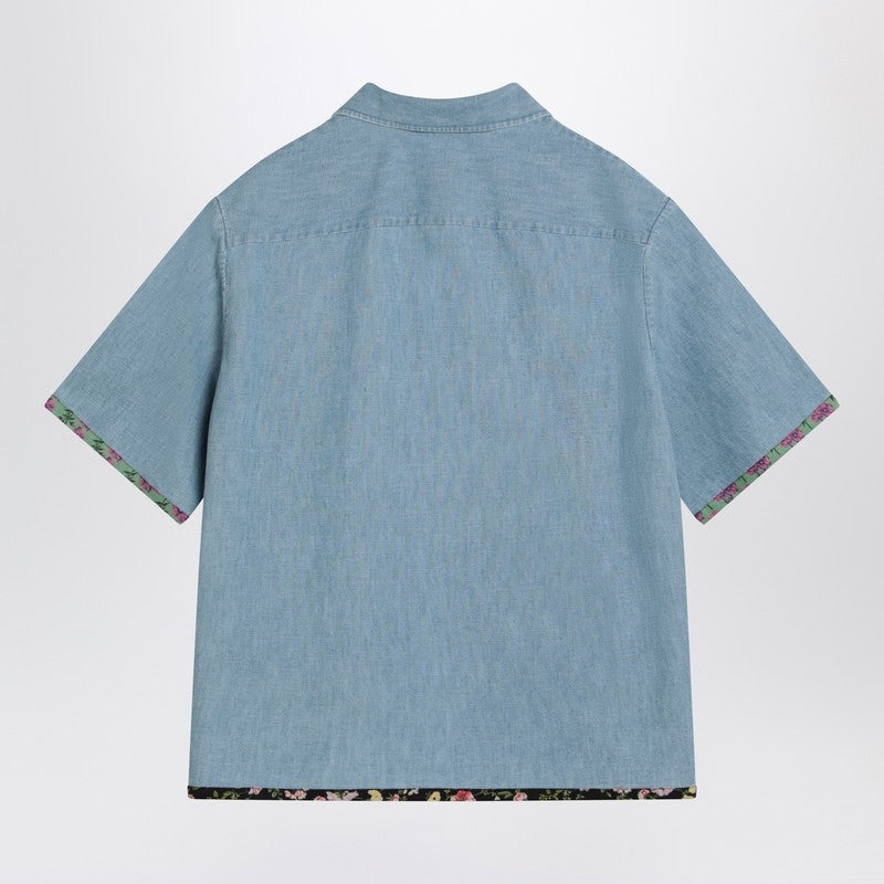 Valentino Denim Shirt With Floral Trims Men - 2