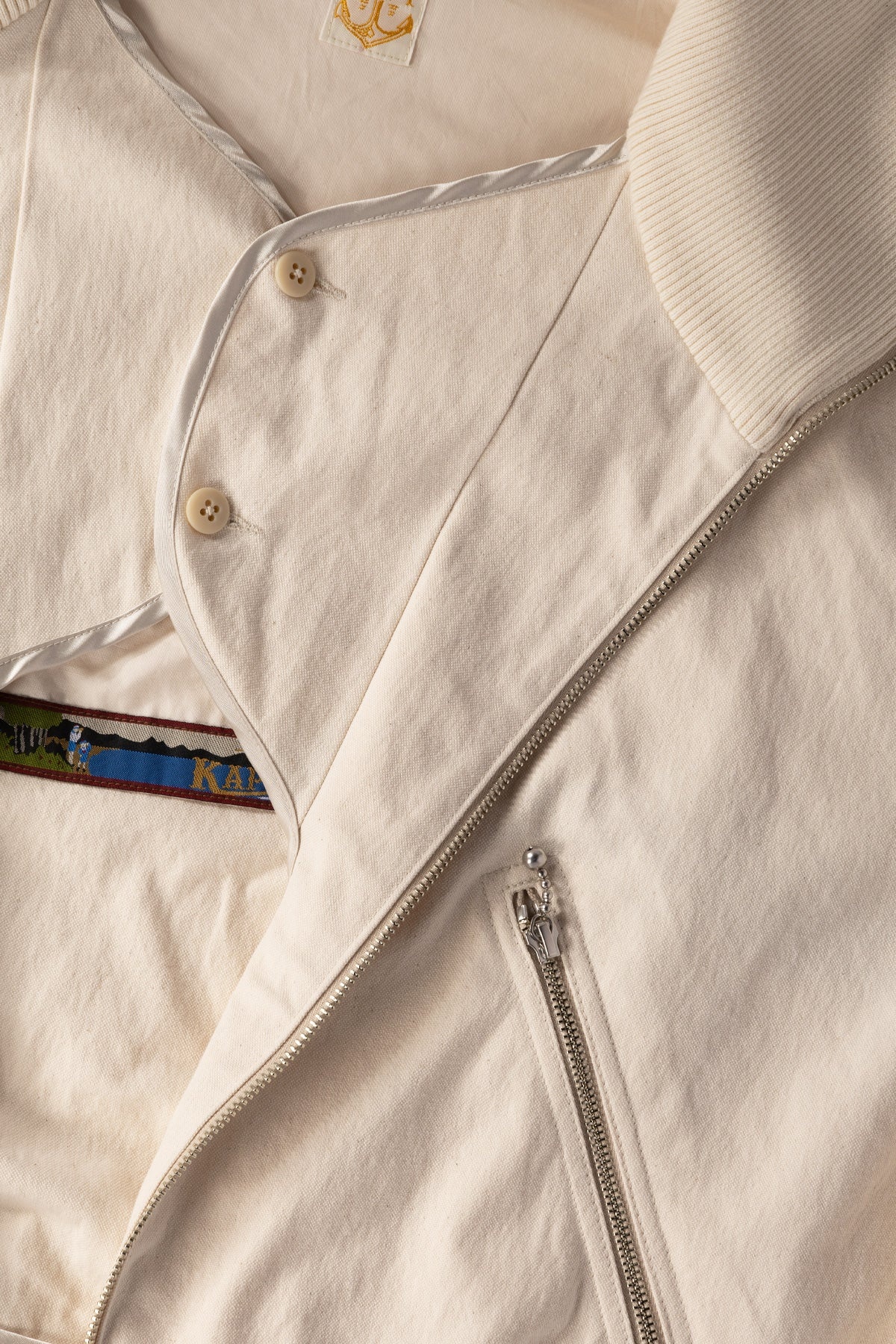 Water-Repellent Canvas ZIP-UP Blouson - Natural - 3