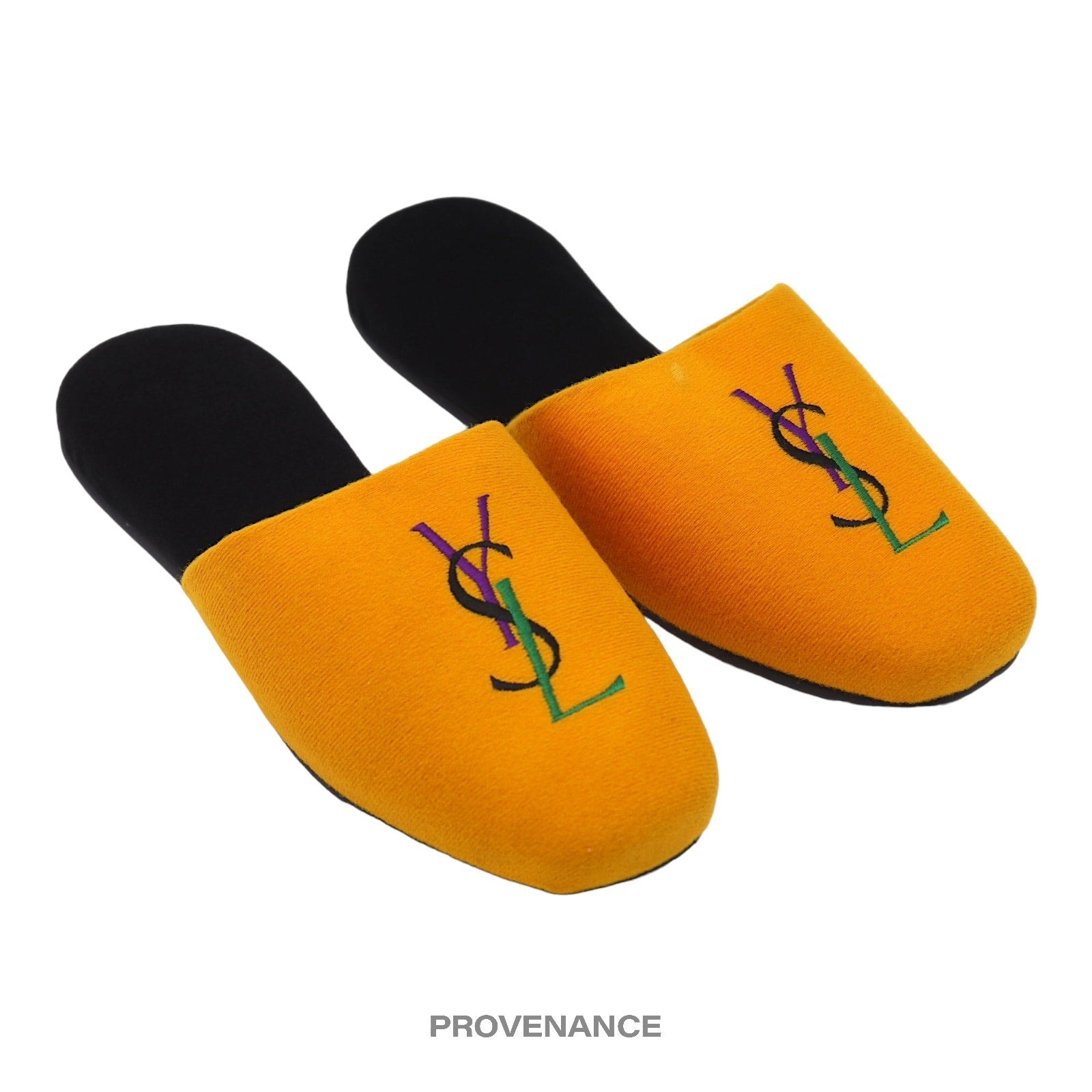 Yves Saint Laurent YSL Logo Slipper - Yellow Velour - 3