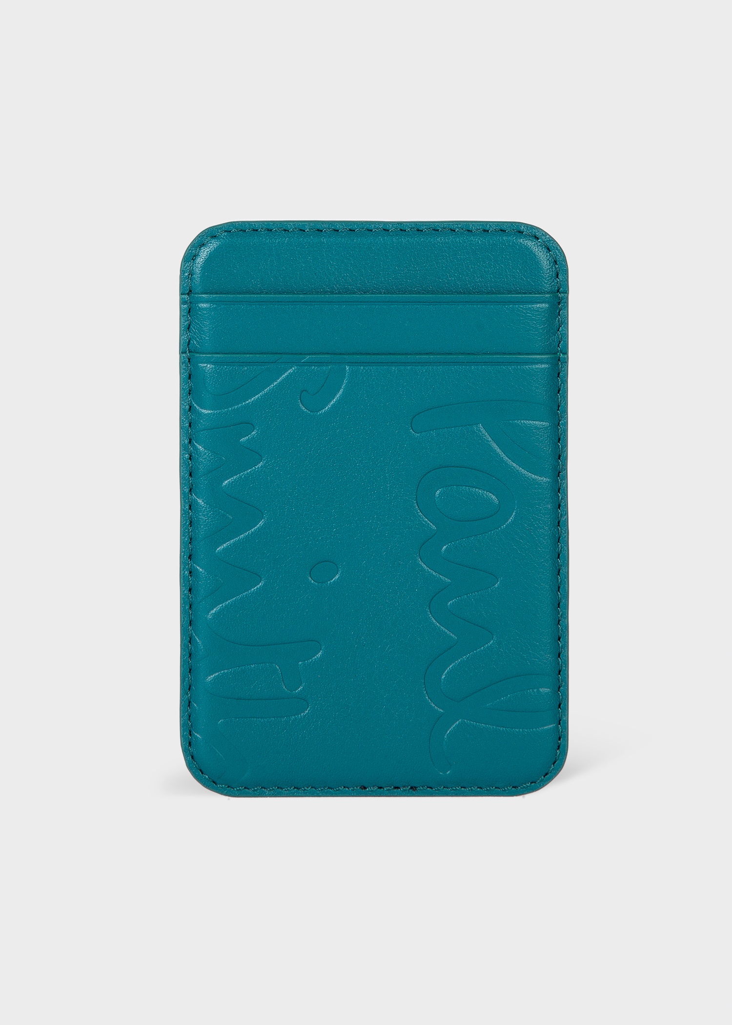 Paul Smith + Native Union Teal Leather Magsafe Magnetic iPhone Wallet - 1