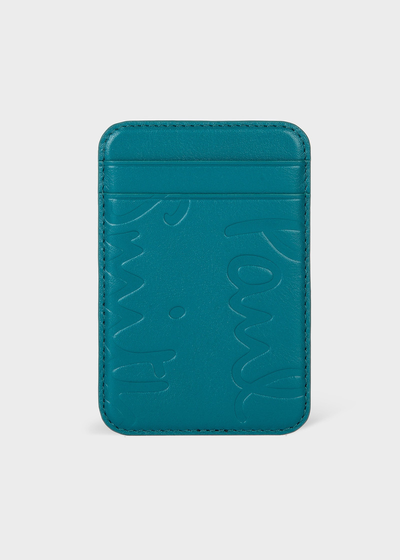 Paul Smith + Native Union Teal Leather Magsafe Magnetic iPhone Wallet 1