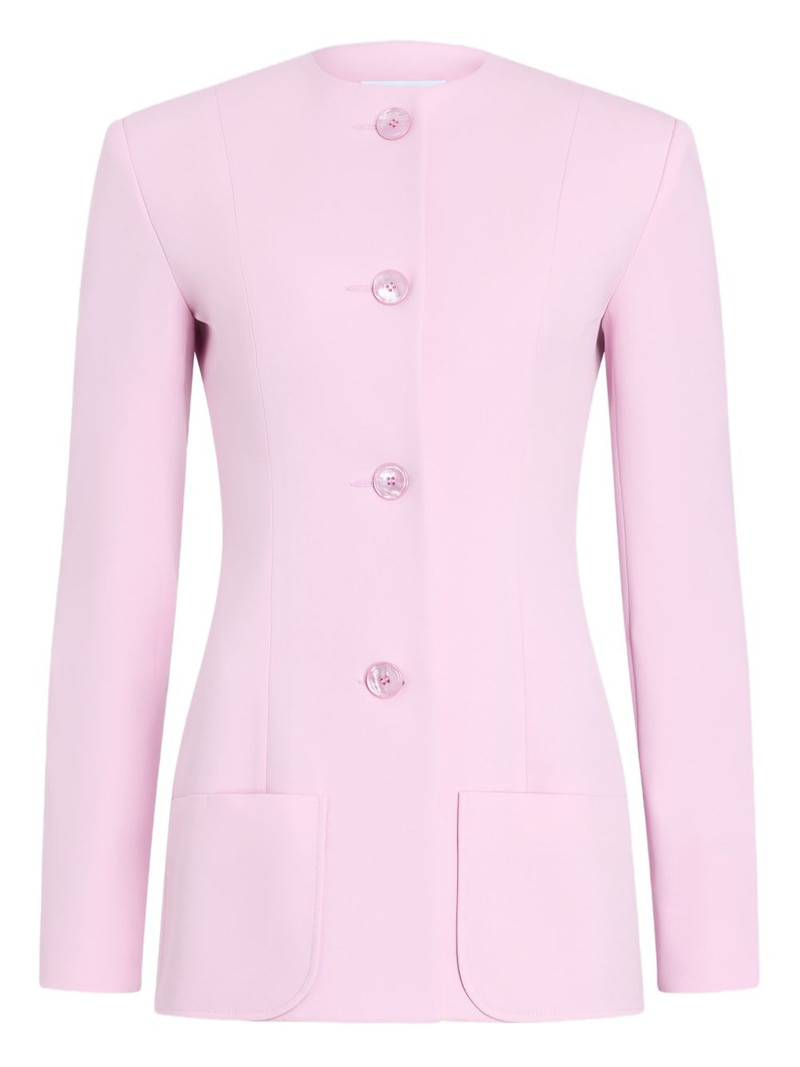 button-fastening collarless jacket 1