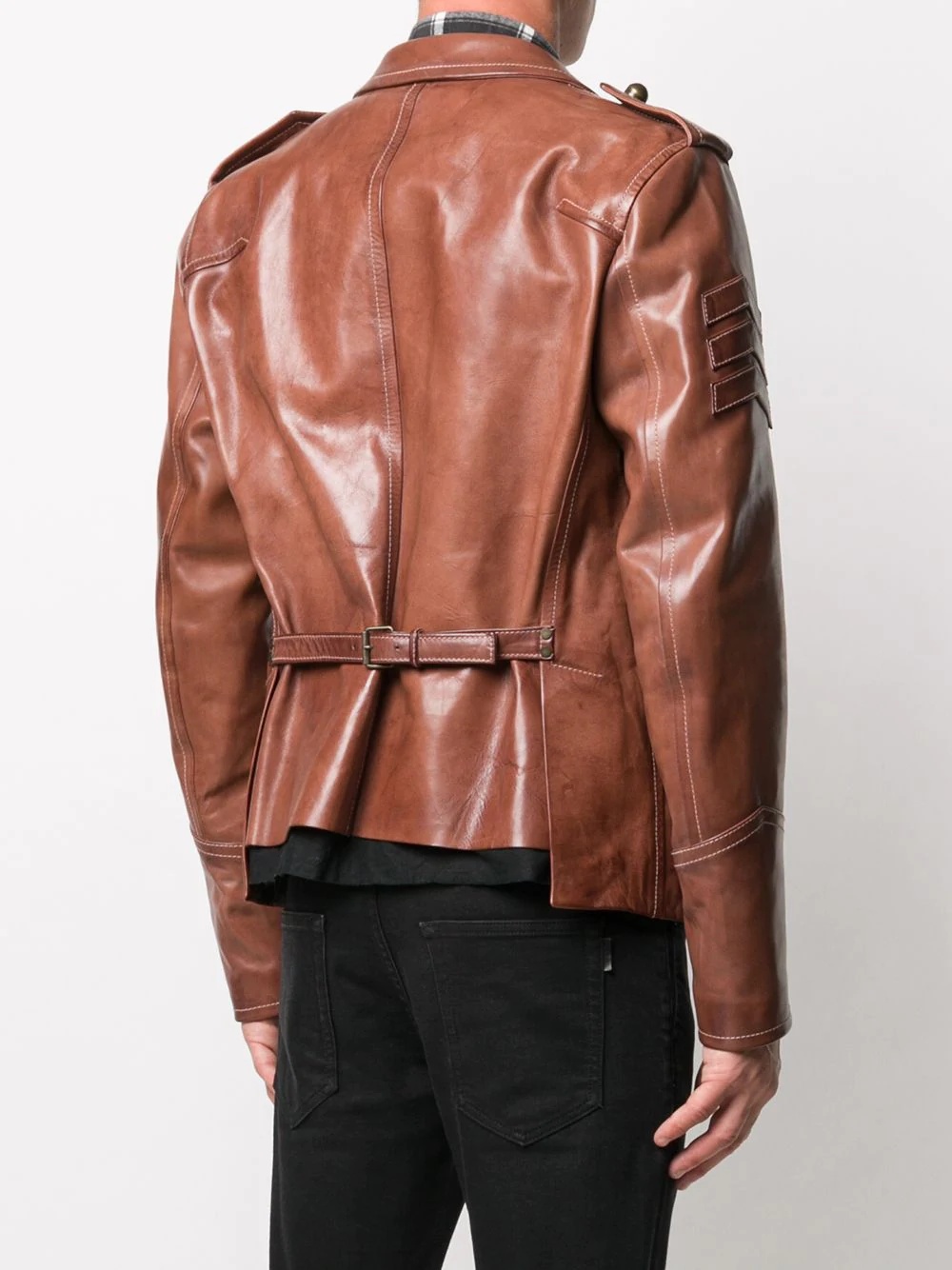 button-front leather jacket - 4